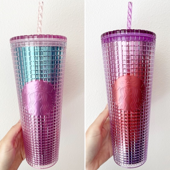 SOLD - Starbucks SET Summer Disco Grid Ombre Cups